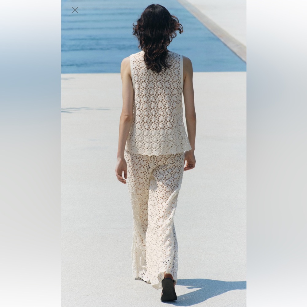 ZARA 2pc Set Crochet Top is a small and Wide-Leg Trousers is a Large NWT - Picture 7 of 16
